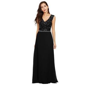 Elegant black long prom dress